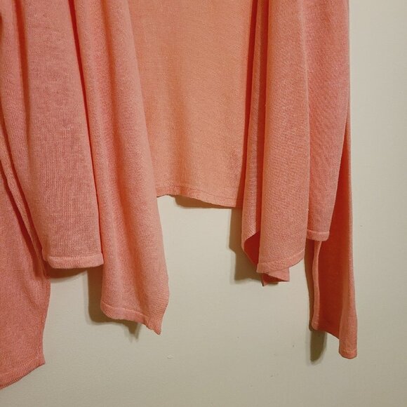 J. Jill | Salmon Pink Cascading Open Cardigan Sweater (Size Large Petite) - Picture 9 of 13